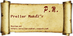 Preller Makár névjegykártya
